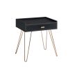 23.5" Black Allen Mid-Century Accent Table w/ Copper Hairpin Legs