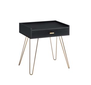 23.5" Black Allen Mid-Century Accent Table w/ Copper Hairpin Legs