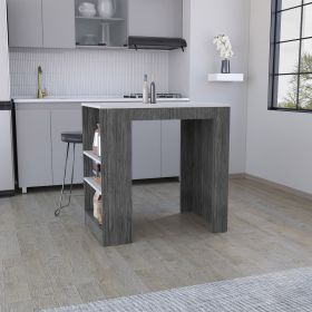 Portree Kitchen Island with 3-Side Shelves