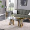 Stainless Steel Rectangular Accent Glass Coffee Table for Living Room- 48" Modern Sleek Center Table Table with Clear Tempered Glass