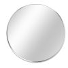 Silver 32 Inch Metal Round Bathroom Mirror