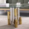Stainless Steel Rectangular Accent Glass Coffee Table for Living Room- 48" Modern Sleek Center Table Table with Clear Tempered Glass