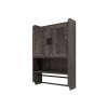 Bathroom Wall Cabinet with Doors,Adjustable Shelf,Towel Bar and Paper Holder, Over The Toilet Storage Cabinet, Medicine Cabinet for Bathroom-Grey