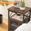 Set of 2 Modern Nightstand with 2 Flip Drawers and Open Shelf