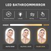 40X24 Inch Bathroom Mirror with Lights, Anti Fog Dimmable LED Mirror for Wall Touch Control, Frameless Oval Smart Vanity Mirror Vertical Hanging