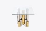 Stainless Steel Rectangular Accent Glass Coffee Table for Living Room- 48" Modern Sleek Center Table Table with Clear Tempered Glass