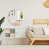 Silver 32 Inch Metal Round Bathroom Mirror