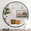 Black 32 Inch Metal Round Bathroom Mirror