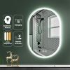 40X24 Inch Bathroom Mirror with Lights, Anti Fog Dimmable LED Mirror for Wall Touch Control, Frameless Oval Smart Vanity Mirror Vertical Hanging