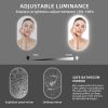 40X24 Inch Bathroom Mirror with Lights, Anti Fog Dimmable LED Mirror for Wall Touch Control, Frameless Oval Smart Vanity Mirror Vertical Hanging