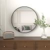 Black 36 Inch Metal Round Bathroom Mirror