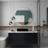 Silver 32 Inch Metal Round Bathroom Mirror
