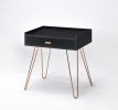 23.5" Black Allen Mid-Century Accent Table w/ Copper Hairpin Legs