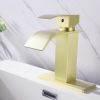Waterfall Spout Bathroom Faucet; Single Handle Bathroom Vanity Sink Faucet
