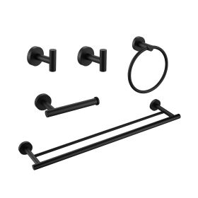 5 Piece Bathroom Towel Rack Set Wall Mount (Color: as Pic)
