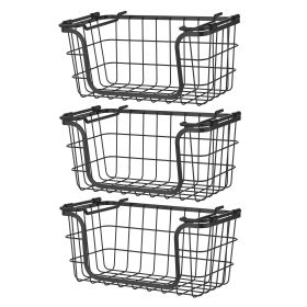 Oceanstar Stackable Metal Wire Storage Basket Set for Pantry, Countertop, Kitchen or Bathroom â€“ Black, Set of 3 (BSS1811: BSS1811)