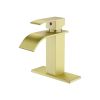 Waterfall Spout Bathroom Faucet; Single Handle Bathroom Vanity Sink Faucet