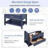 [Viedo]Modern 30inch Navy Blue/White Bathroom Vanity Cabinet Combo with Open Storge, Two Drawers