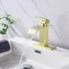 Waterfall Spout Bathroom Faucet; Single Handle Bathroom Vanity Sink Faucet