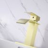 Waterfall Spout Bathroom Faucet; Single Handle Bathroom Vanity Sink Faucet