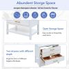 [Viedo]Modern 30inch Navy Blue/White Bathroom Vanity Cabinet Combo with Open Storge, Two Drawers