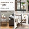 2-Tier Round End Table with Open Shelf and Triangular Metal Frame