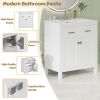 30-inch Bathroom Vanity with Ceramic Sink, Modern Green Single Bathroom Cabinet with 2 Doors and a Shelf, Soft Close Doors